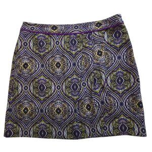 E.P. Pro Size 12 Purple & Gold Paisley Skort Side Zip Golf Tennis Skirt Pockets